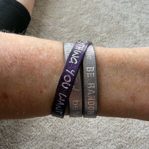 NWOT Silver and Purple leather Inspirational Bracelet
